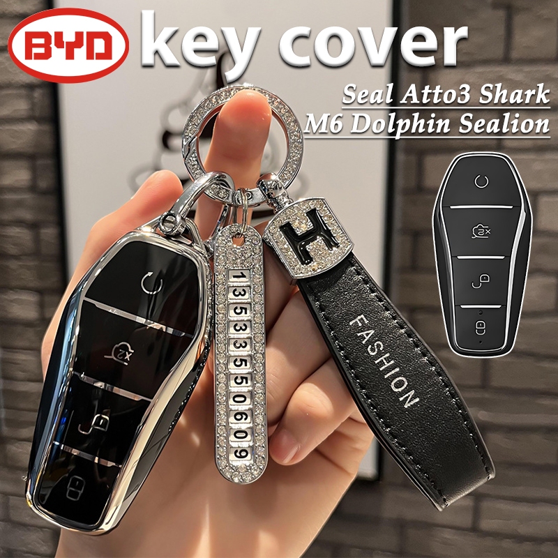 BYD M6 Seal Atto3 Shark Dolphin ฝาครอบกุญแจ BYD Sealion 5 Sealion 6 Sealion 7 เคสกุญแจ BYD Shark ฝาค