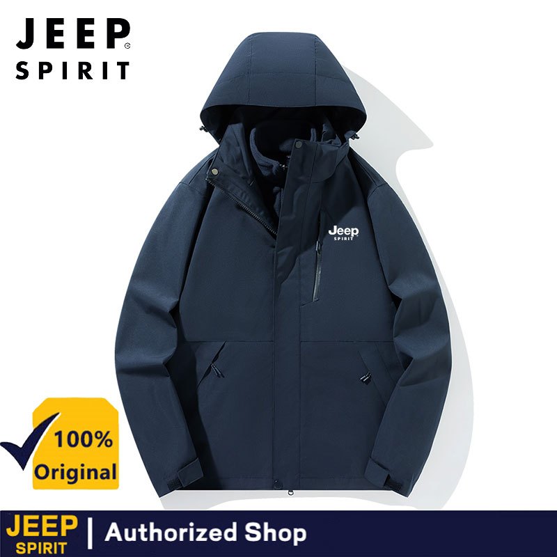 เสื้อแจ็คเก็ต JEEP SPIRIT สำหรับผู้ชาย แบบสามในหนึ่ง สวมใส่ง่ายทั้งฤดูหนาว