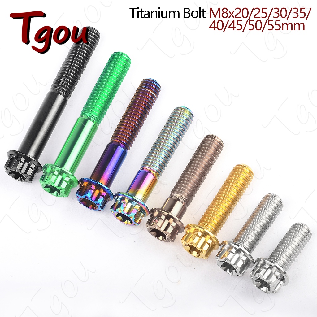 Tgou ไทเทเนียมสายฟ้า M8x20/25/30/35/40/45/50/55mm พลัม T40 รถจักรยานยนต์ดัดแปลงหน้าแปลนหัวคาลิปเปอร์