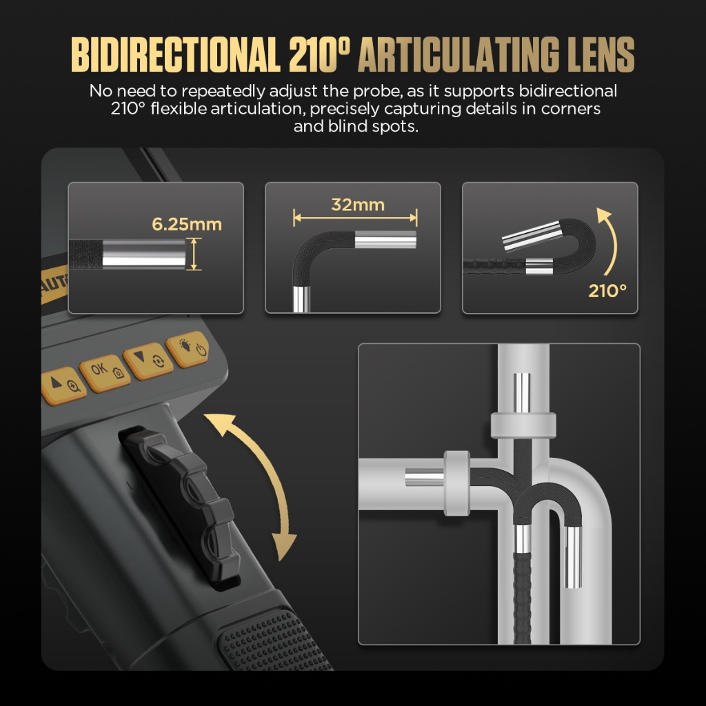 AUTOOL SVB208 ข้อต่อวิดีโอเจาะ HD ยานยนต์ borescope กล้องสําหรับวินิจฉัยเครื่องยนต์ - รูปที่ 3