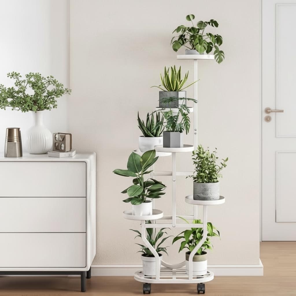 7ชั้นเหล็กชั้นวางพืชกระถางดอกไม้ในร่มยืนแสดงสวนกลางแจ้งชั้นวางพืช-ซีซี่-ZYE