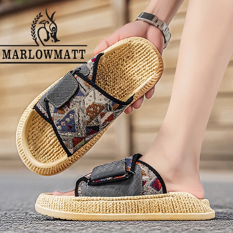 รองเท้าแตะผู้ชาย Marlowmatt | กันลื่นกันน้ํา | แฟชั่นกลางแจ้ง 2026 สไตล์ใหม่ | รองเท้าแตะพิมพ์ลาย