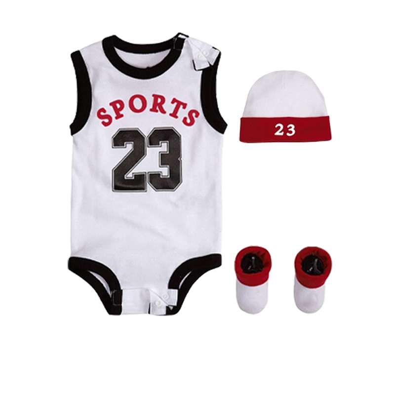 ธีมบาสเก็ตบอล NBA 3 ชิ้น เบอร์ 23ชุดบอดี้สูทเด็กเสื้อผ้าสําหรับเด็กชายและเด็กหญิงเสื้อผ้าแฟชั่นนุ่มสบาย ชุดจั๊มสูท 0-24 เดือน - รูปที่ 5