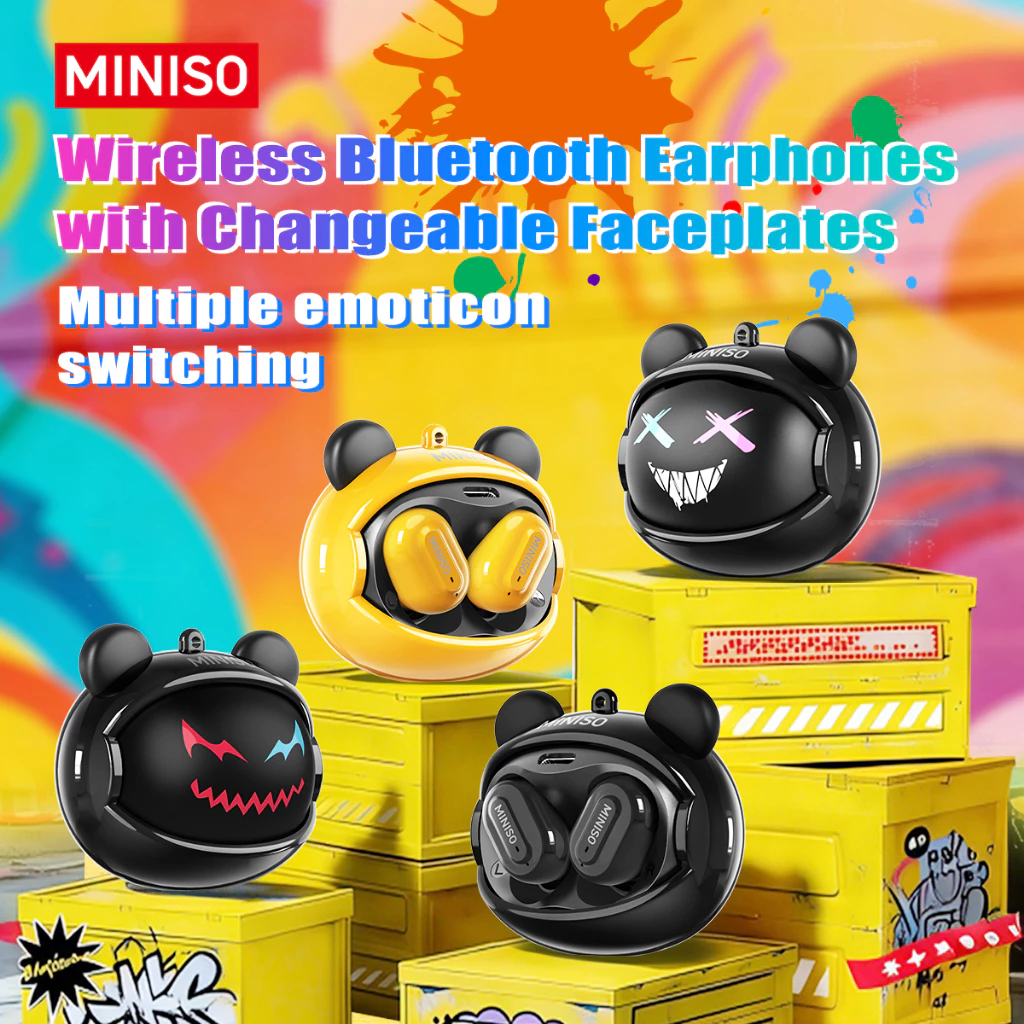 MINISO MS118 Cool Face-changing หูฟังไร้สาย HIFI Music Gaming หูฟังบลูทูธสมาร์ทตัดเสียงรบกวน AI หูฟังแปลพร้อมเชือกเส้นเล็ก