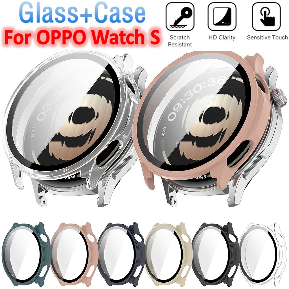 กระจกนิรภัย + PC สําหรับ OPPO Watch S กรณี All-Around หน้าจอ Protector Shell กันชนสําหรับ OPPO นาฬิกา S Smartwatch อุปกรณ์เสริม