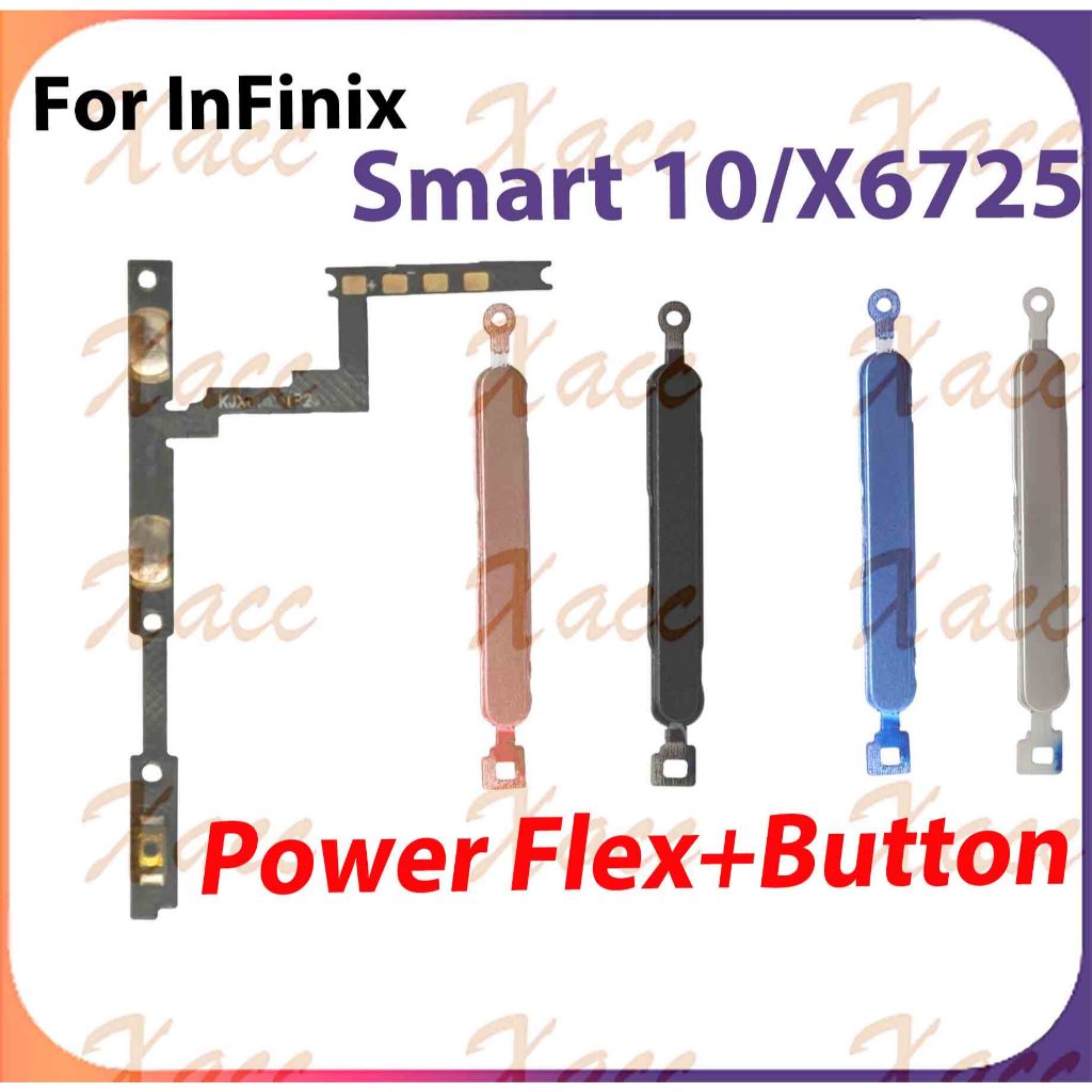 สําหรับ Infinix Smart 10 X6725 ปุ่มปรับระดับเสียงไฟ Flex Cable พร้อม ON OFF ด้านข้าง Key Output Ribbon Repair Part เปลี่ยนการติดตั้งโทรศัพท์