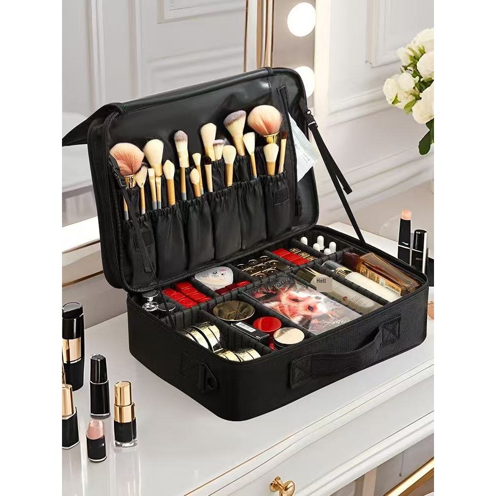 กระเป๋าเครื่องสําอางความจุขนาดใหญ่ผู้หญิงs Carry-on Travel กระเป๋าเก็บเครื่องสําอางปักแต่งเล็บและแต่