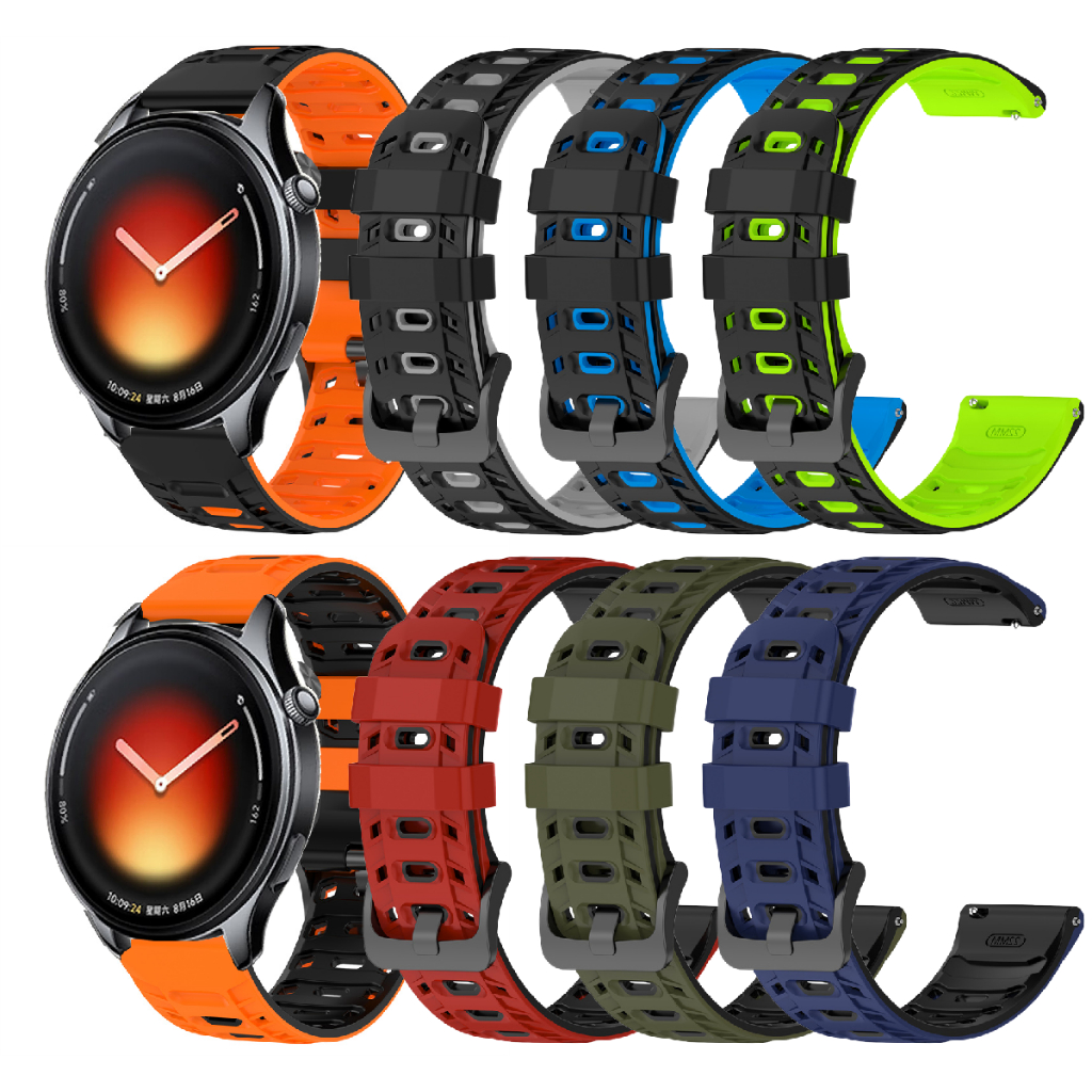 สําหรับ Xiaomi Watch 5 Breathable Strap 22mm Mecha-Style สายนาฬิกาซิลิโคน