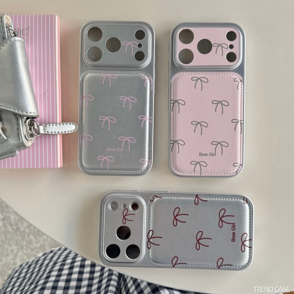 Simple bow หนังเนื้อเคสโทรศัพท์สําหรับ iPhone 17 16 15 14 Pro Max 17Pro แฟชั่นฝาครอบกันกระแทก