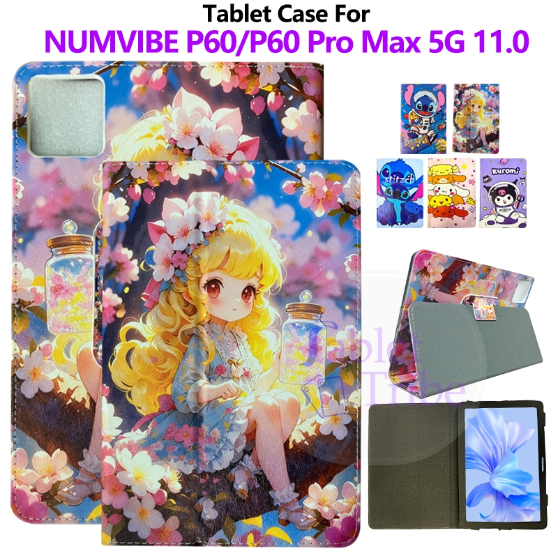 Kulomi Stitch รูปแบบปลอกสําหรับ NUMEVIBE P60 P60 Pro Max 11.0 นิ้ว P60J ไฟแช็กทินเนอร์ PU หนังขาตั้ง