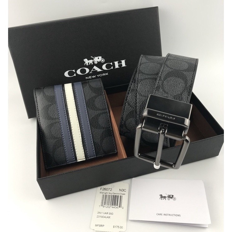 ใหม่ Mens Belt/Wallet & Buckle ชุดคุณภาพสูงพร้อมกล่อง