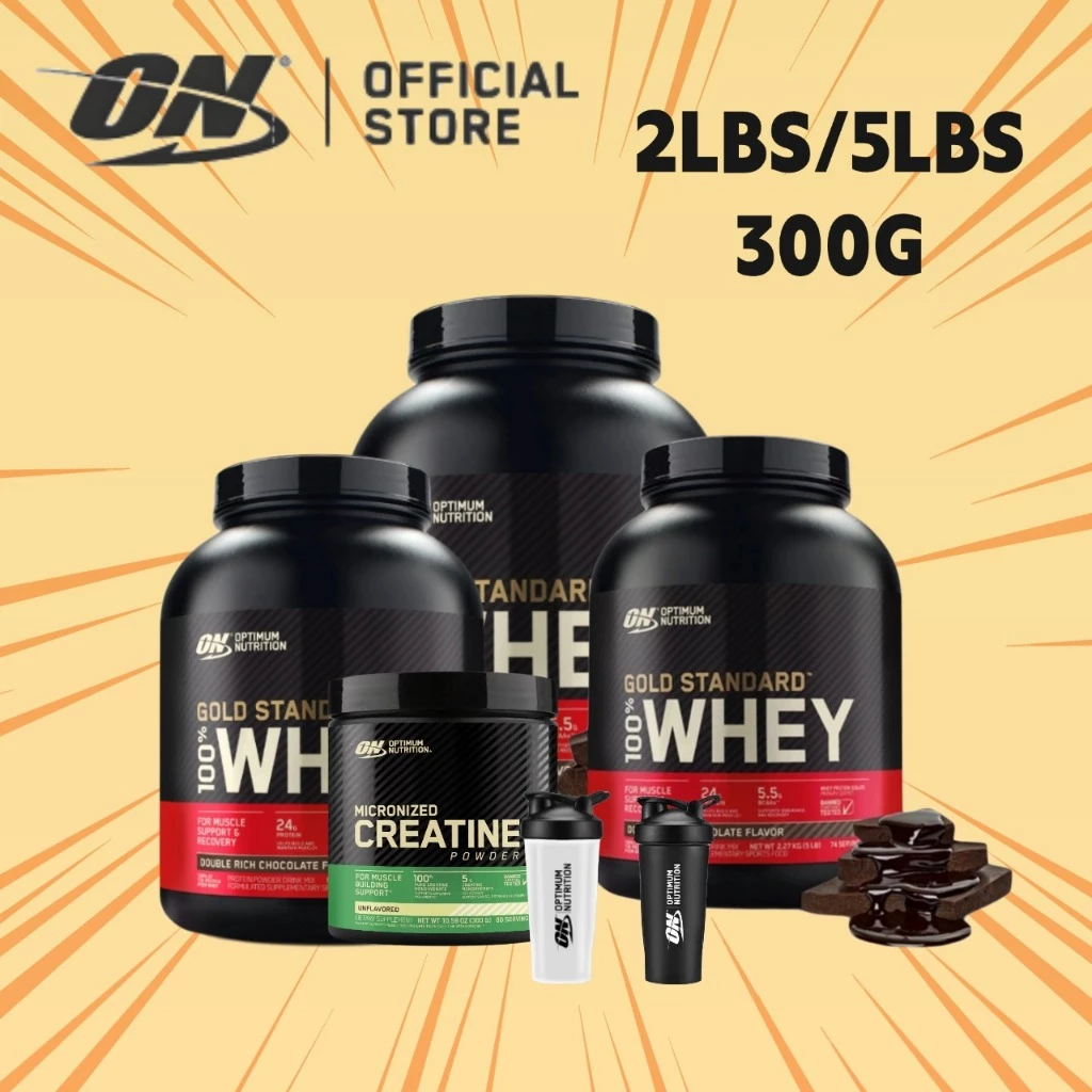 Optimum Nutrition Gold Standard Whey 2LBS/5LBS,Creatine 300g +Shaker