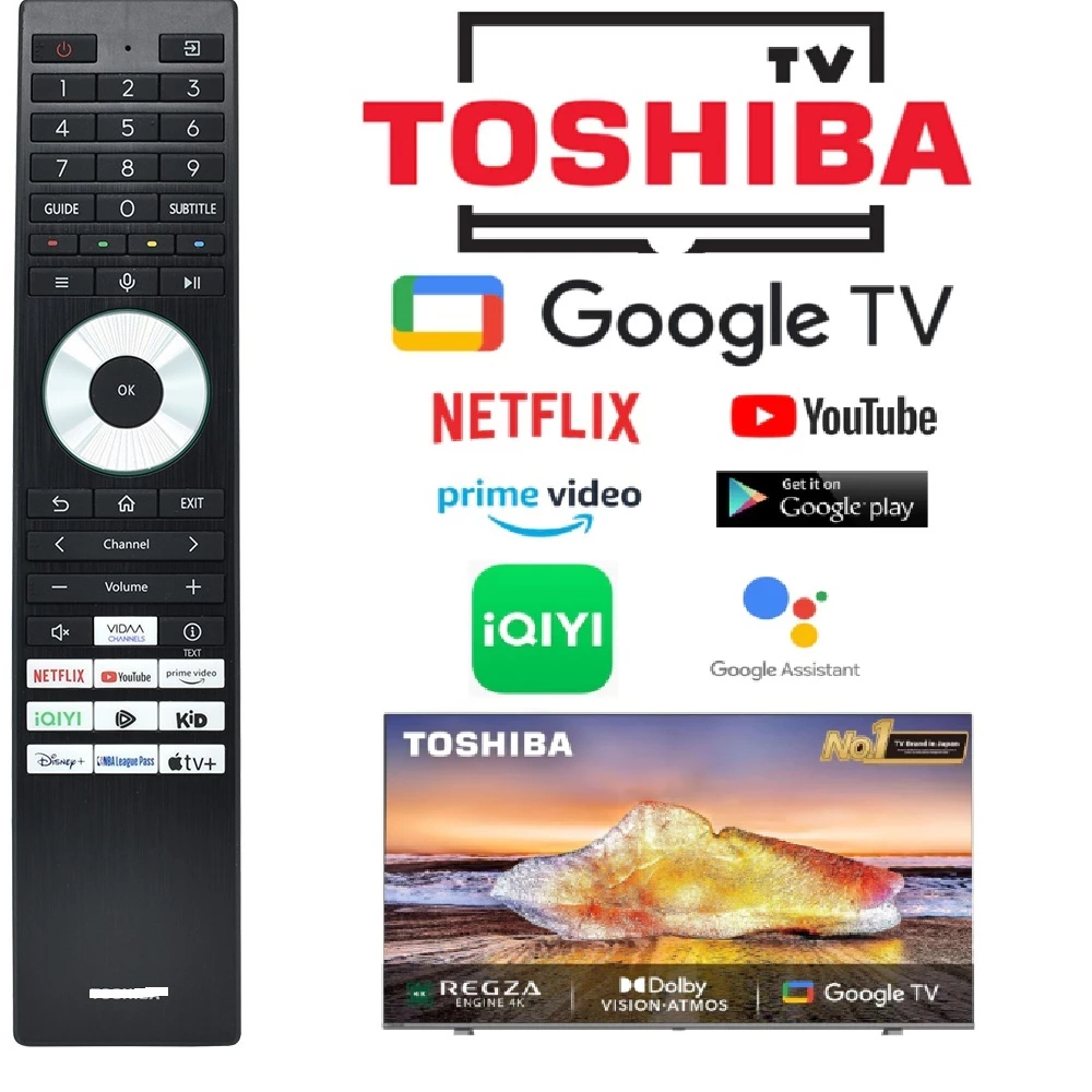 สําหรับโตชิบาทีวี ERF.98T รีโมทคอนโทรลด้วยเสียงสําหรับ CT-95093, CT9595043 สําหรับ C350NP, 50C350N สมาร์ทแผงแบน LED TV รีโมทคอนโทรลใช้งานร่วมกับ Toshiba 4K UHD Google TV Remote