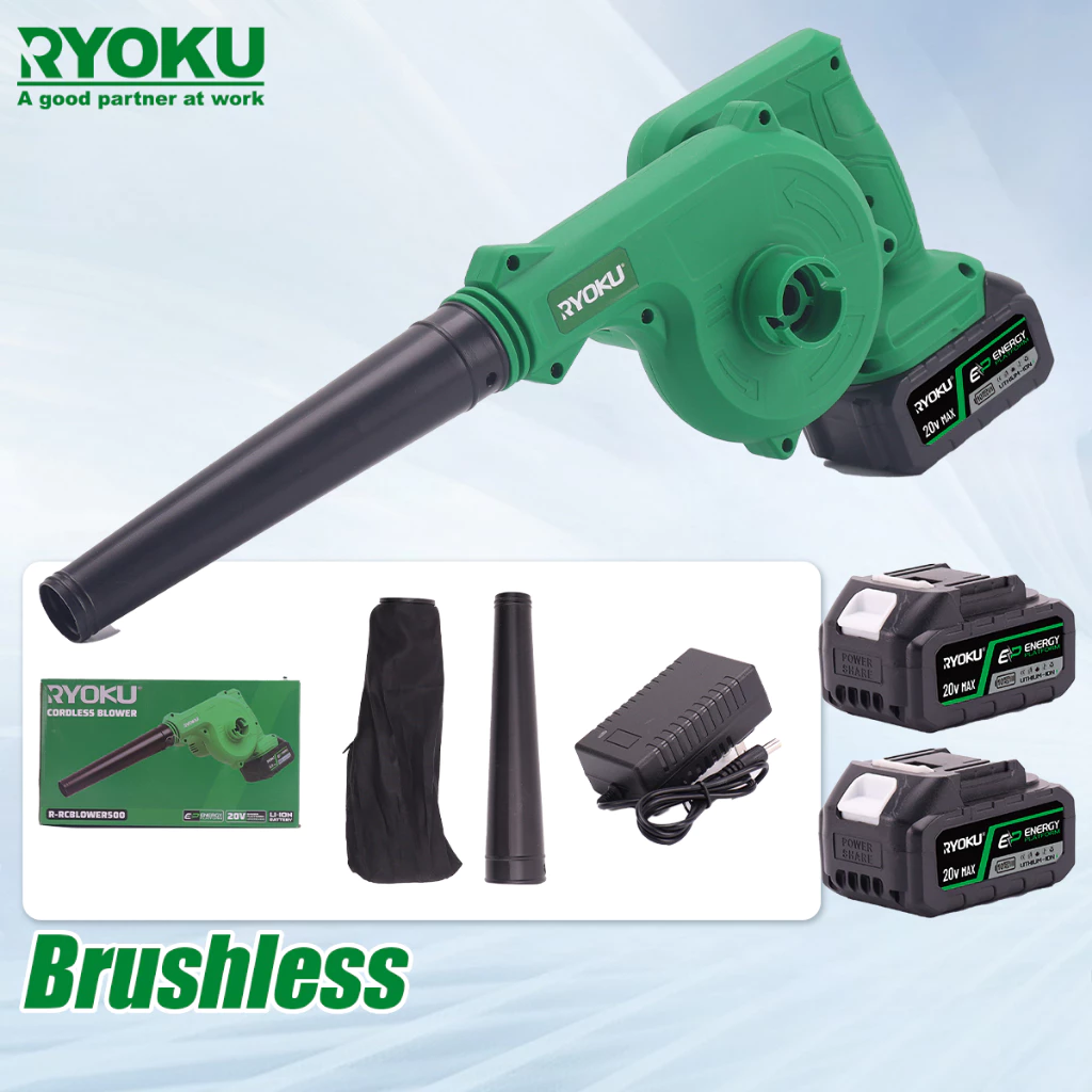 RYOKU ชุดโบลเวอร์ไร้สาย เครื่องเป่าลมหิมะแบบชาร์จไฟได้, กําจัดฝุ่นมือถือใบโบลเวอร์, เครื่องมือทําสวนอเนกประสงค์, พร้อมโบลเวอร์หิมะแบบชาร์จไฟได้, กําจัดฝุ่นมือถือใบ,