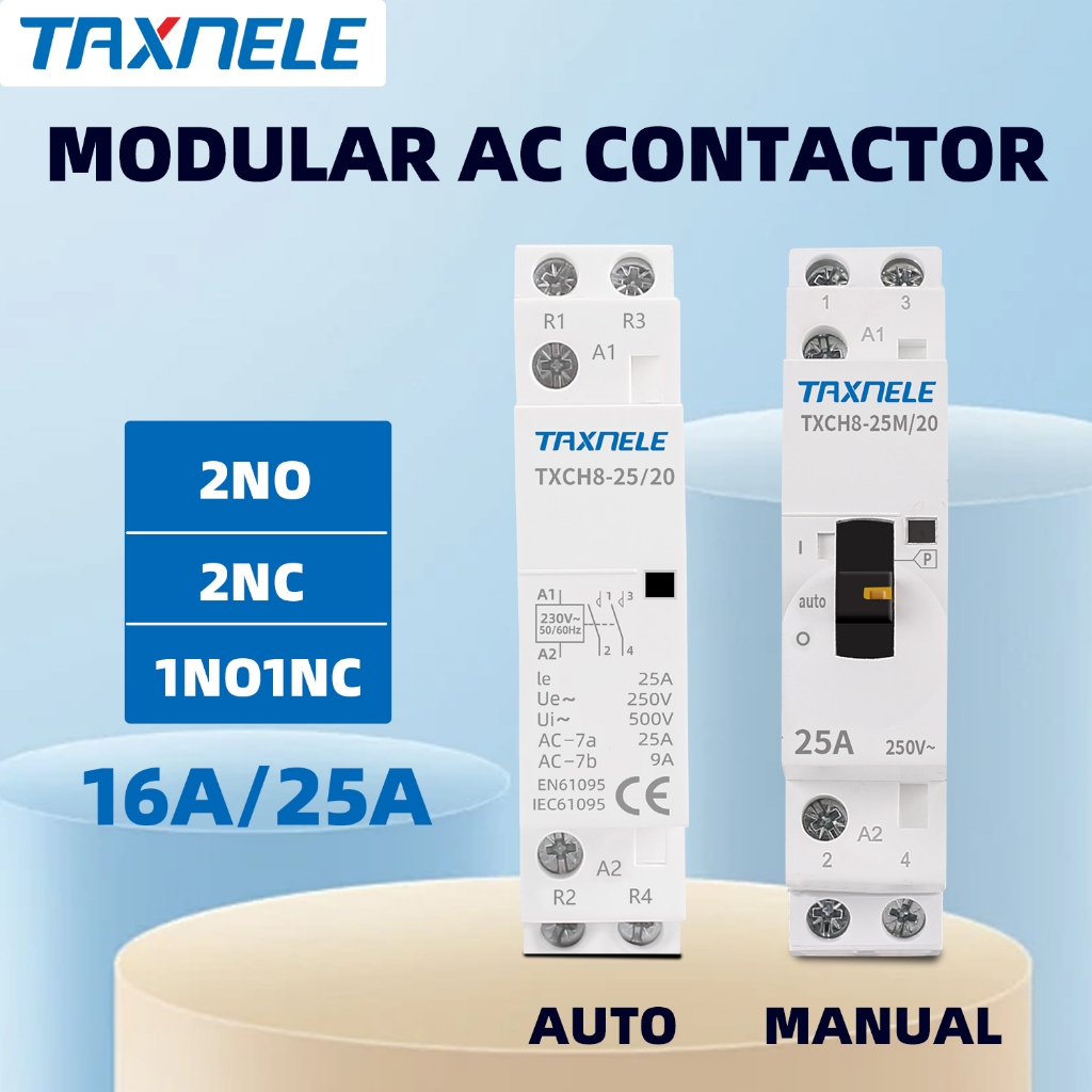 2P 16A 25A 220V/230V 50/60HZ Din rail ในครัวเรือน ac Modular คอนแทคเตอร์ 2NO หรือ 2NC หรือ 1NO1NC