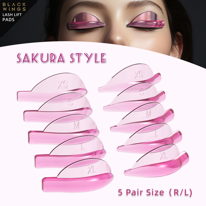 Blackwings 5 คู่ Eyelash Perm แผ่นซิลิโคน,แผ่นดัดผมทนความร้อนหนาสําหรับ Lash Lift, เครื่องมือเกรดร้านเสริมสวยพร้อมแผนภูมิคู่มือขนาด, อุปกรณ์เสริมแบบใช้ซ้ําได้ Hypoallergenic