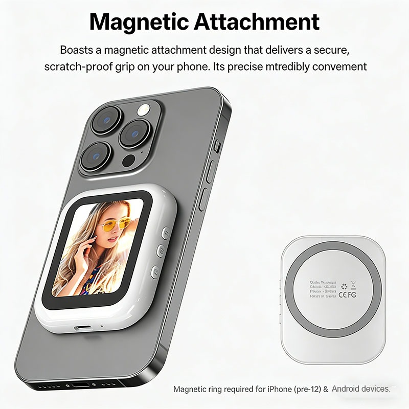 Mini Magnetic Vlog Selfie Monitor หน้าจอโทรศัพท์ไร้สายกล้องด้านหลัง Monitor หน้าจอ Mirroring สําหรับ iPhone/Android Selfie Vlog Live ราคา ถูกที่สุด ดีลบีเคเค แกลเลอรีภาพที่ 5