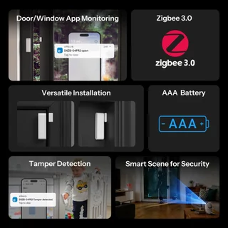 SONOFF SenseGuard DW Gen2 Zigbee Door/Window Sensor SNZB-04PR2 Active Security Tamper Alerts Smart Automation สําหรับ Security Matter Bridge ผ่าน Apple Home Comfort Slim Discreet Design
