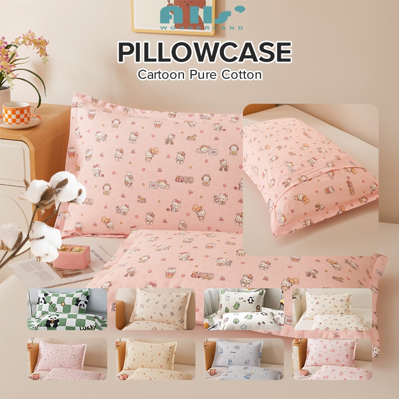 ผ้าฝ้าย 100% ปลอกหมอน kitty pillowcase คิตตี้ 48*74 ซม. 30*50ซม. 40*60 ซม. Winnie the Pooh แพนด้า/ไดโนเสาร์/หมี