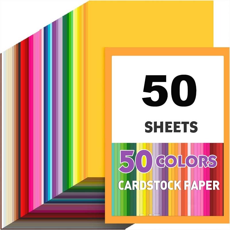 50Sheepts A4 สี Cardstock 220gms, 50 คละสีกระดาษก่อสร้างการ์ดสต็อกกระดาษเครื่องพิมพ์สําหรับการพิมพ์,การทําการ์ด,งานฝีมือ DIY,Shoo