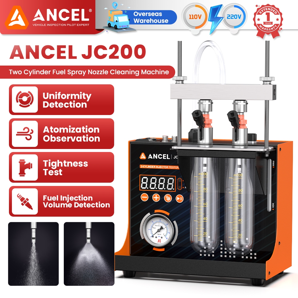 ANCEL JC200 เครื่องมือทดสอบหัวฉีดน้ํามันเชื้อเพลิง อุปกรณ์ทดสอบหัวฉีดเบนซิน เครื่องเทสหัวฉีด
