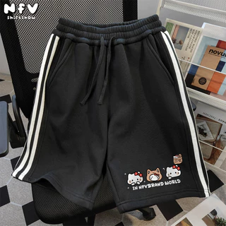 【จัดส่งตลอด 24 ชั่วโมง】 NFV ใหม่ล่าสุด✨ลวดลายลูกแมว กางเกงขาสั้น ดีไซน์คลาสสิค แฟชั่นเกาหลี YG1719