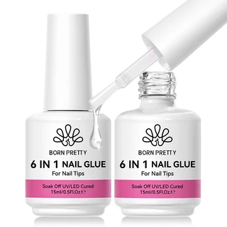 【Local】BORN PRETTY 6 in 1 Nail Glue Gel Soft Tips กาวฐาน Top Coat Rhinestone Gel Polish Nail Strengthener