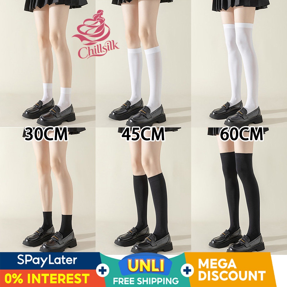 ถุงเท้าลูกไม้ JK 3-in-1 (Knee-High/Thigh-High/Crew Socks) สีดํา/ขาว,Lolita