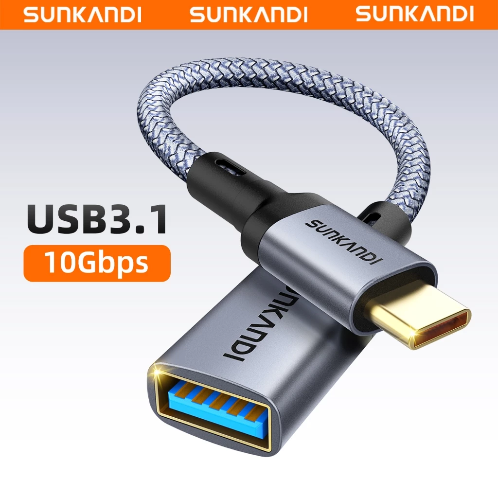 SUNKANDI USB C ถึง USB 3.1 OTG สายเปลือกอลูมิเนียม 10GB สายถ่ายโอนข้อมูลสําหรับแล็ปท็อปแท็บเล็ตโทรศัพท์มือถือ