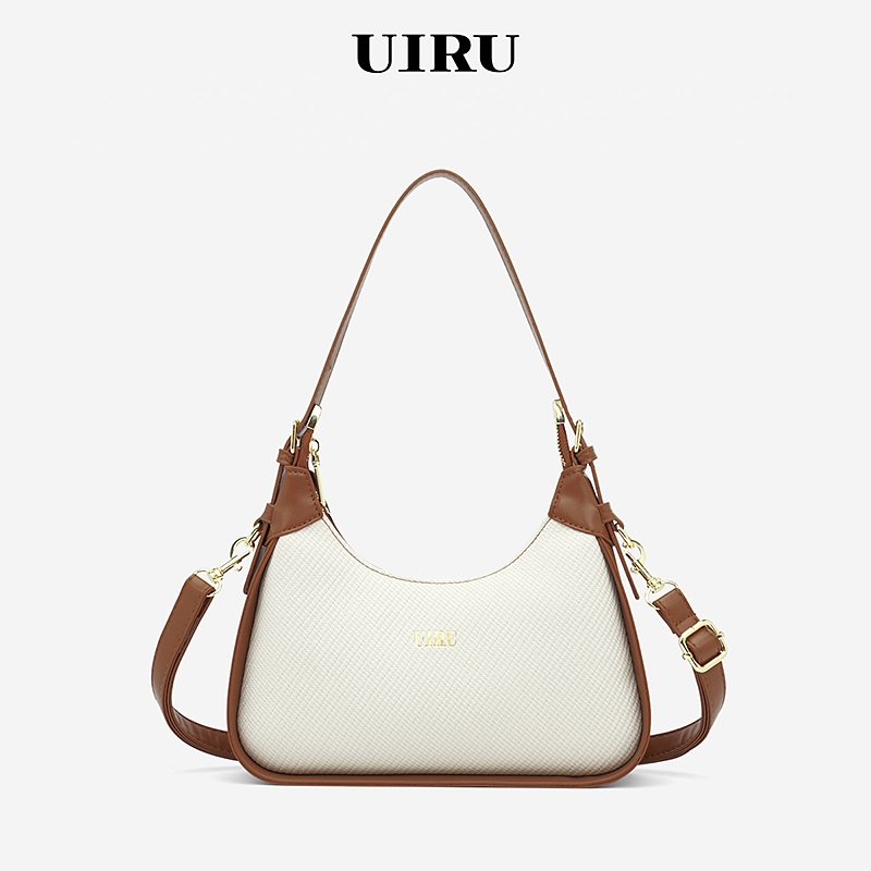 UIRU กระเป๋าสะพายไหล่ข้างผู้หญิง หนังPU มีซองแยกส่วน ปรับสายได้ เหมาะเดทช้อปปิ้ง