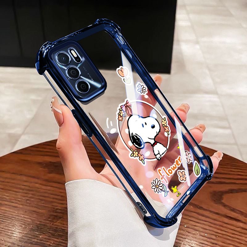 YBD สําหรับ OPPO A16 A16S A55 A56 5G A53S 5G A54S 4G Anti-drop ป้องกัน Dolphin Pacha สุนัขเคสโทรศัพท์ใส