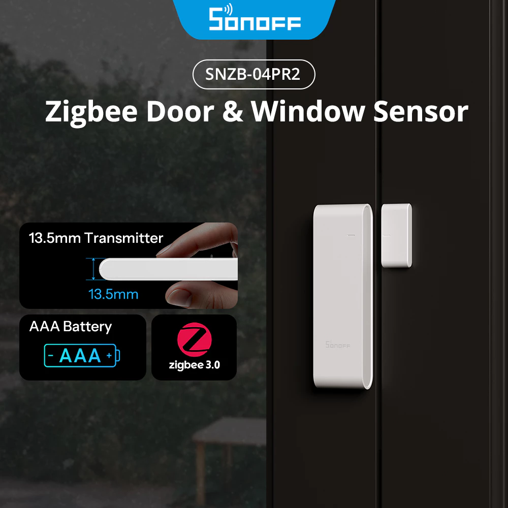 SONOFF SenseGuard DW Gen2 Zigbee Door/Window Sensor SNZB-04PR2 Active Security Tamper Alerts Smart Automation สําหรับ Security Matter Bridge ผ่าน Apple Home Comfort Slim Discreet Design