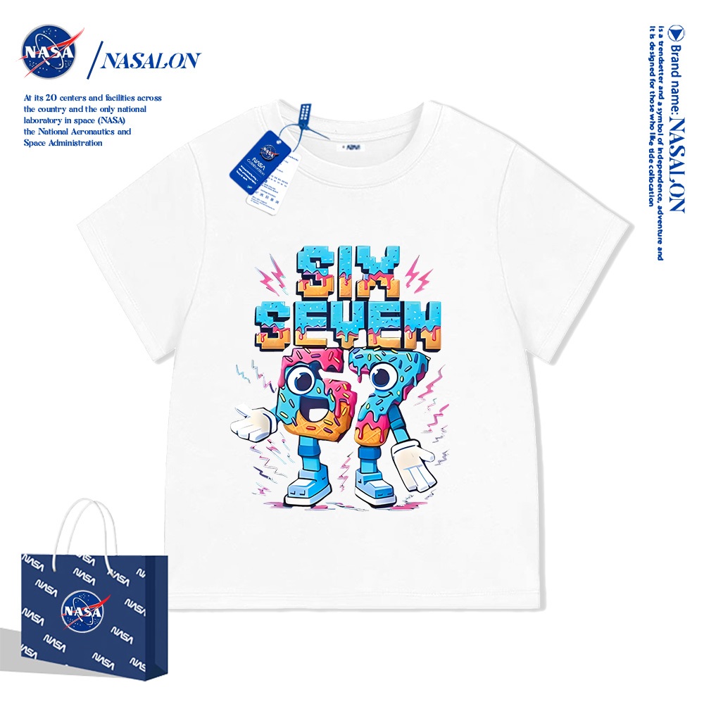 NASA เสื้อยืดเด็ก 67ลายการ์ตูน ผ้าฝ้าย 100% ระบายอากาศดี ดีไซน์เก๋ไก๋และน่าขำ ใส่ได้ทั้งเด็กชาย-หญิง อายุ 1-12 ปี