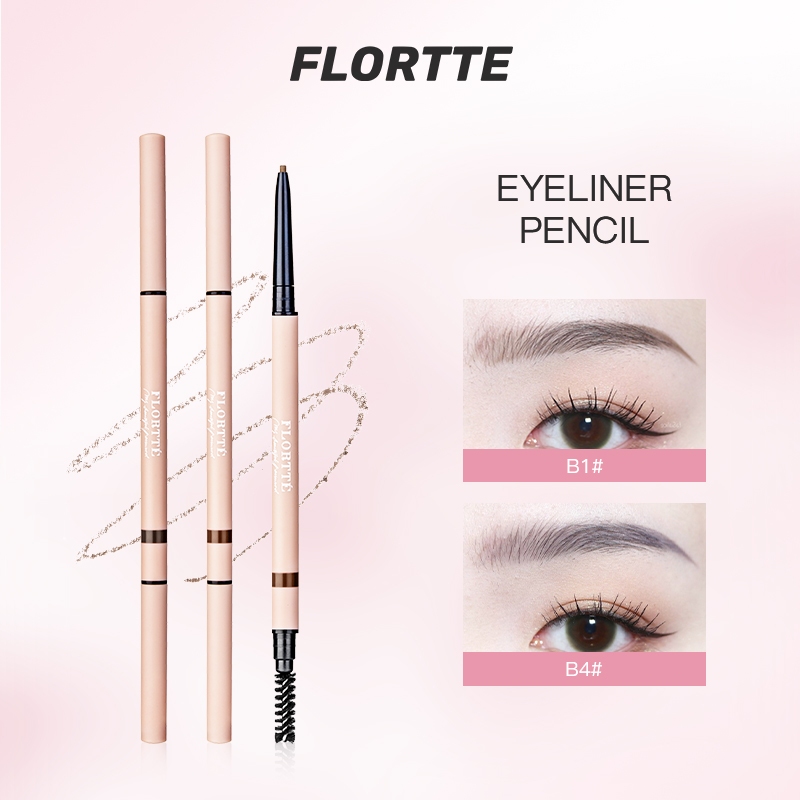 FLORTTE ดินสอเขียนคิ้วแบบแกะสลักกันน้ําสําหรับผู้เริ่มต้น