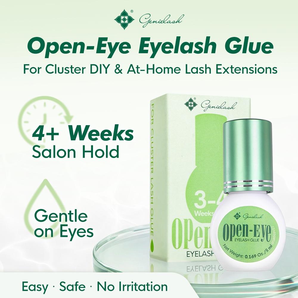 Genielash Sensitive Eyelash Extension กาวสําหรับ Self-Application, Open-Eye Use No Irritation Lash กาว, สูตรไม่มีกลิ่นและอ่อนโยนสําหรับคลัสเตอร์ Lashes, กาว DIY Lash 5 มล. สําหรับ