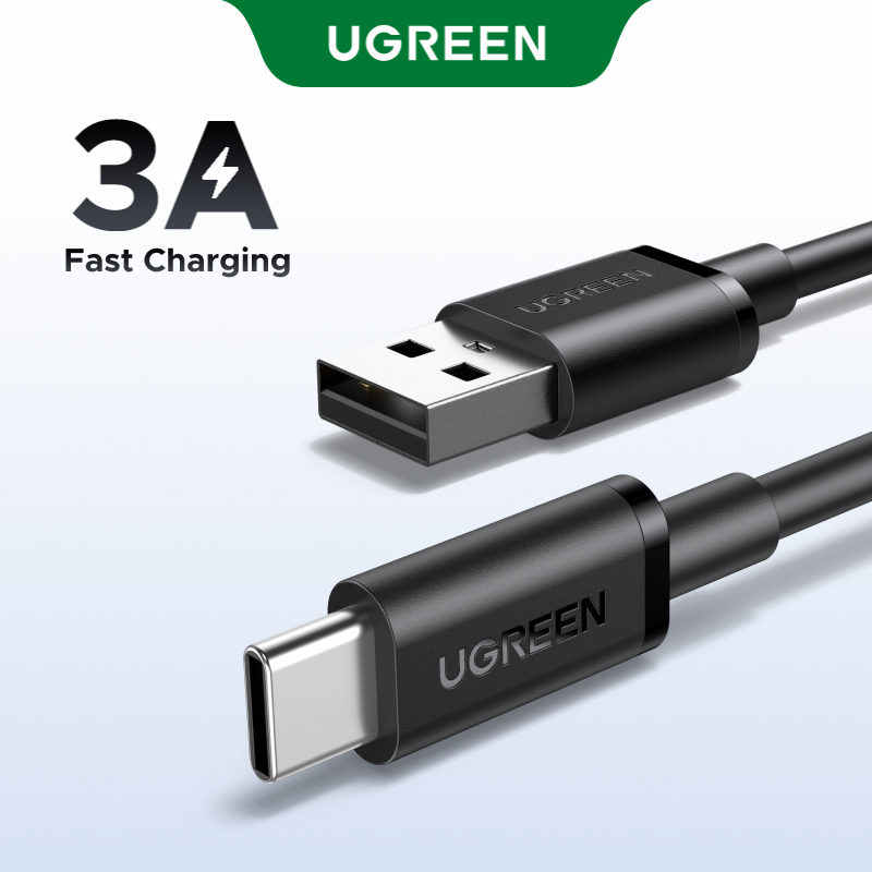 UGREEN Max 3A 18W ชาร์จและสายเคเบิลข้อมูล USB-A ถึง USB-C USB 2.0 อัพเกรดหนาป้องกัน PVC แกนลวดหนาหลา