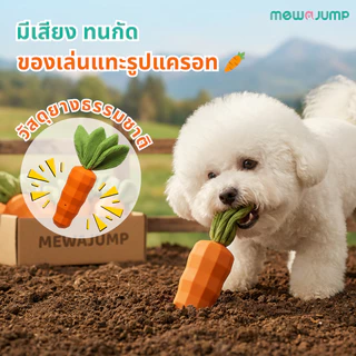 MewaJump ของเล่นเคี้ยวสุนัข รูปทรงแครอท ผลิตจากยางปลอดสารพิษ แข็งแรงทนทาน ช่วยทำความสะอาดฟัน มีเสียงบี๊บและเสียงกรอบแกรบ ทนต่อการกัด
