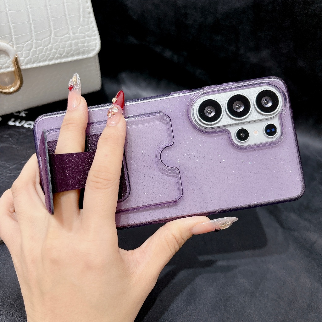 Xunyi สําหรับ Samsung Galaxy S26 S25 S24 S23 Ultra Plus Ultra-Slim Clear TPU Case พร้อมขาตั้งและช่องใส่การ์ดในตัว