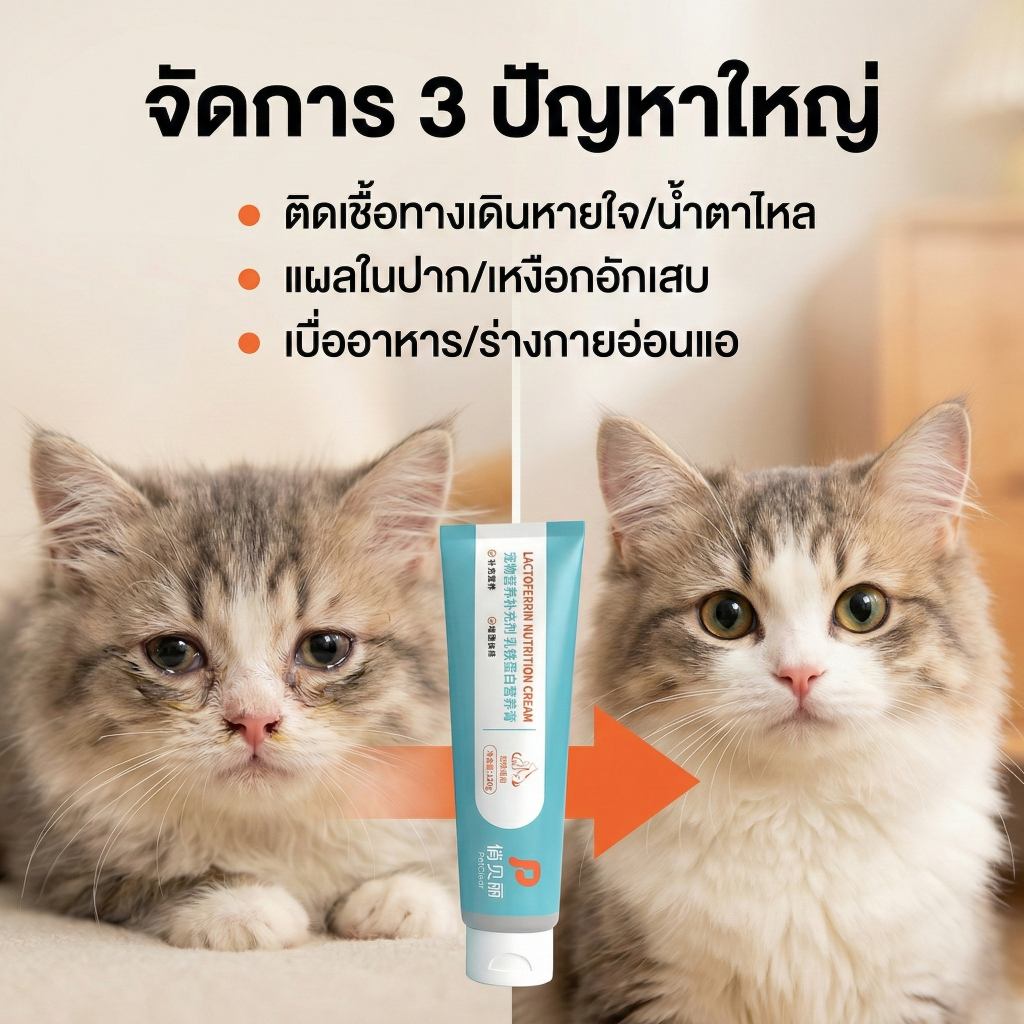 [สูตรเยอรมัน🇩🇪] PetClear เจลวิตามินแมว แมวป่วย ม่กินอาหาร สริมภูมิคุ้มกัน เร่งด่วน ลดเชอไวรัส (120g)