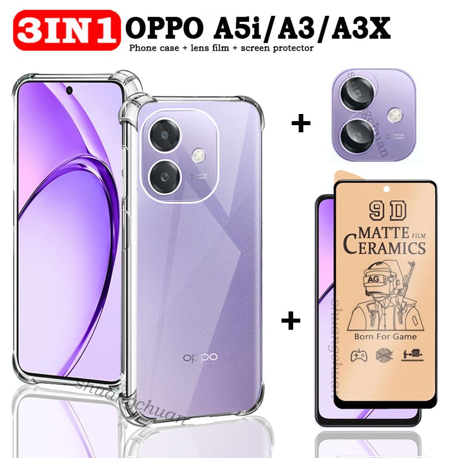 3IN1 สําหรับ OPPO A5i ป้องกันหน้าจอฟิล์มเซรามิค Matte OPPO A3 A3X OPPO A5i สี่มุมหนา Anti Drop โปร่ง
