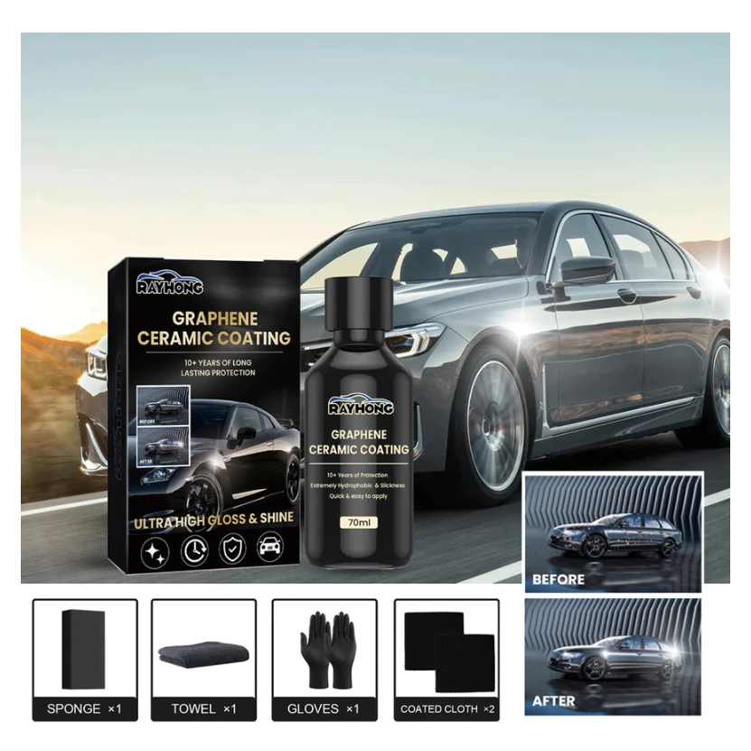 Rayhong 70ml Car Coating Liquid Graphene น้ํายาเคลือบเซรามิก ป้องกันรอยขีดข่วน ติดทนนาน สําหรับรถยนต์ Car Restoration Spray Car Coating Spray thumbnail 3