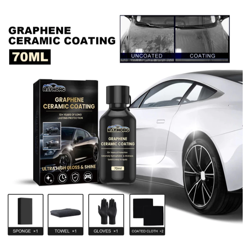 Rayhong 70ml Car Coating Liquid Graphene น้ํายาเคลือบเซรามิก ป้องกันรอยขีดข่วน ติดทนนาน สําหรับรถยนต์ Car Restoration Spray Car Coating Spray