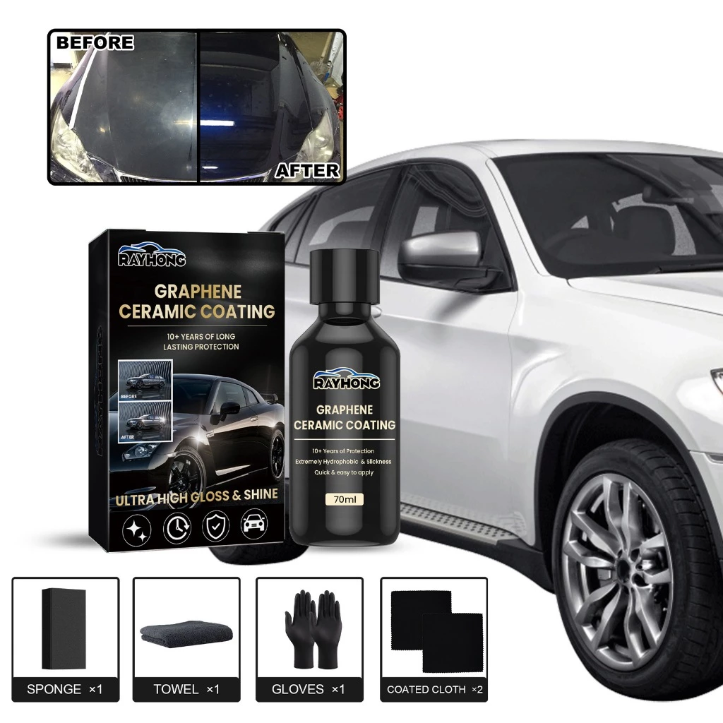 Rayhong 70ml Car Coating Liquid Graphene น้ํายาเคลือบเซรามิก ป้องกันรอยขีดข่วน ติดทนนาน สําหรับรถยนต์ Car Restoration Spray Car Coating Spray thumbnail 4