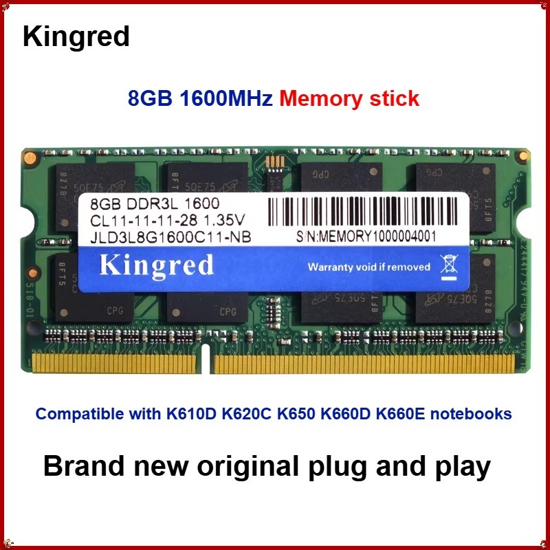 DDR3L ใช้งานร่วมกับ God Boat God of War K610D K620C K650 K660D K660E โน้ตบุ๊ค 8G 1600 แถบหน่วยความจํ