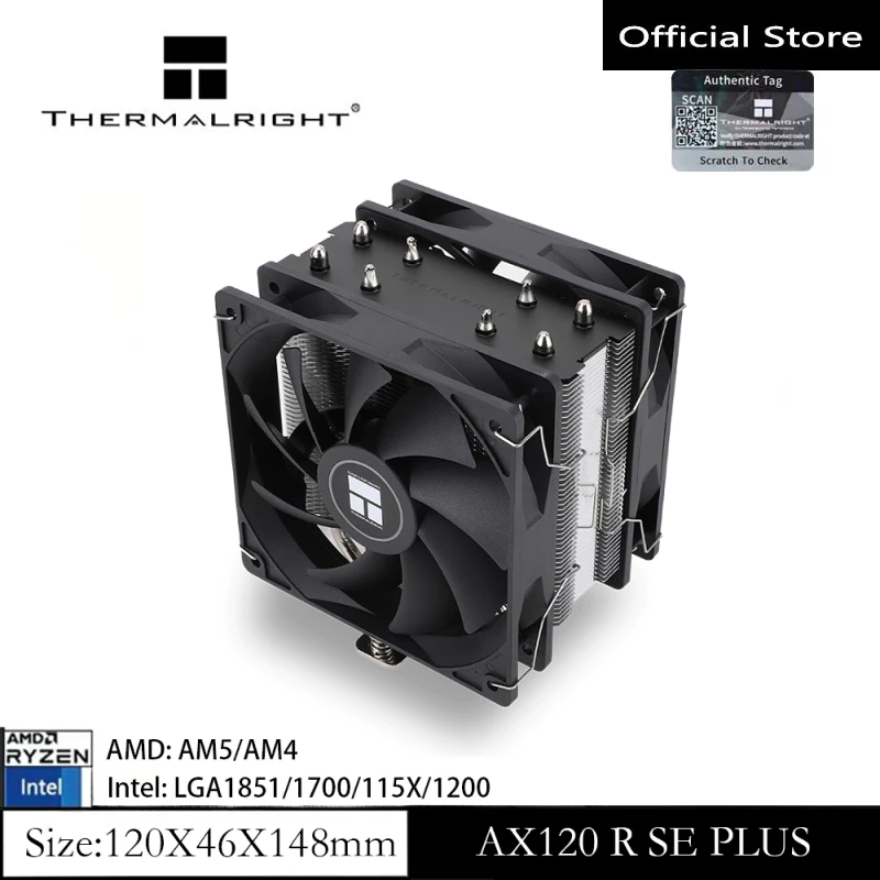 Thermalright AX120 R SE PLUS CPU Air Cooler พัดลมคู่ 5 ท่อความร้อนแชสซีความร้อนหม้อน้ํา PC สําหรับ AMD AM4/AM5 Intel 1700/1150/1200