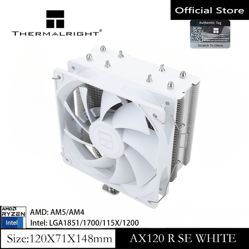 Thermalright AX120 R-SE สีขาว CPU Air Cooler 4 ท่อความร้อนแชสซีความร้อนหม้อน้ํา PC สําหรับ AMD AM4/AM5 Intel 1700/1150/1200