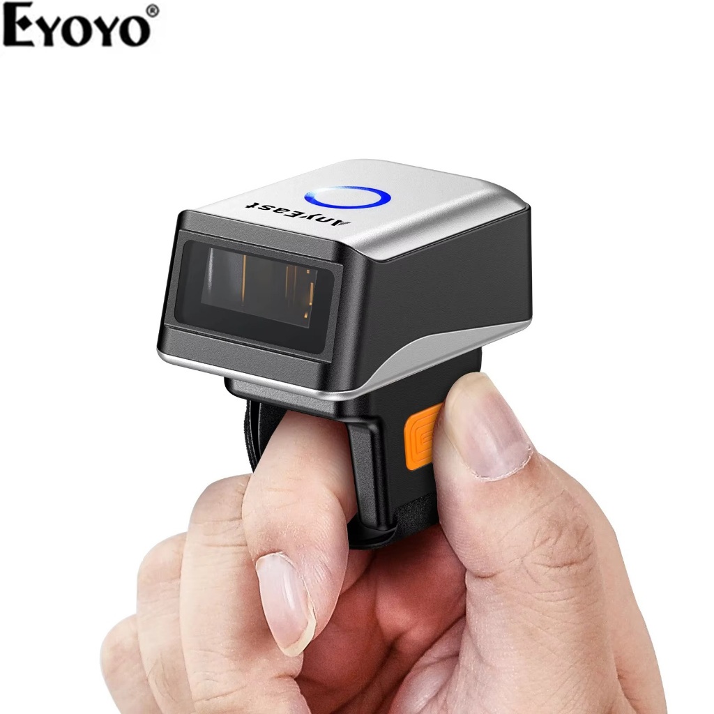 [🔥Super cost-effective🔥]Eyoyo Anyeast-AT005 Barcode Scanner บลูทูธแหวนไร้สาย Mini Finger Barcode Rea