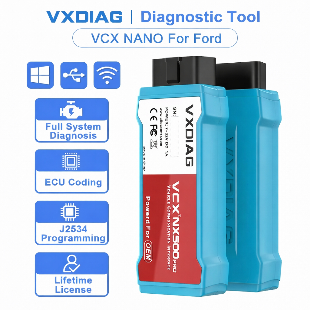 VXDIAG VCX NANO (NX500) สําหรับ Ford/Mazda OBD2 เครื่องสแกนเนอร์เครื่องมือวินิจฉัย J2534 ECU การเขีย