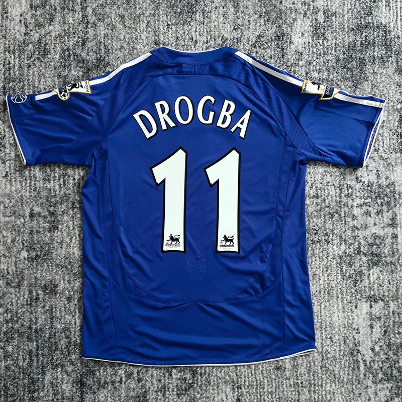 2006-2007 Chelsea-er Home Jerseys Blue Retro เสื้อ DROGBA No.11 ฟุตบอลเย็บปักถักร้อยใส่ชื่อชุดและแพทช์ S -2XL – โปรปัง