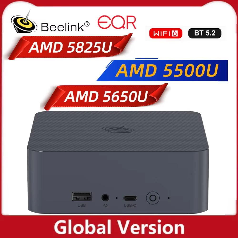 Beelink EQR5 Mini PC AMD Ryzen 5 5500U/5625U DDR4 RAM NVMe PCIE3.0 SSD 4K60Hz Dual Display Dual HDMI